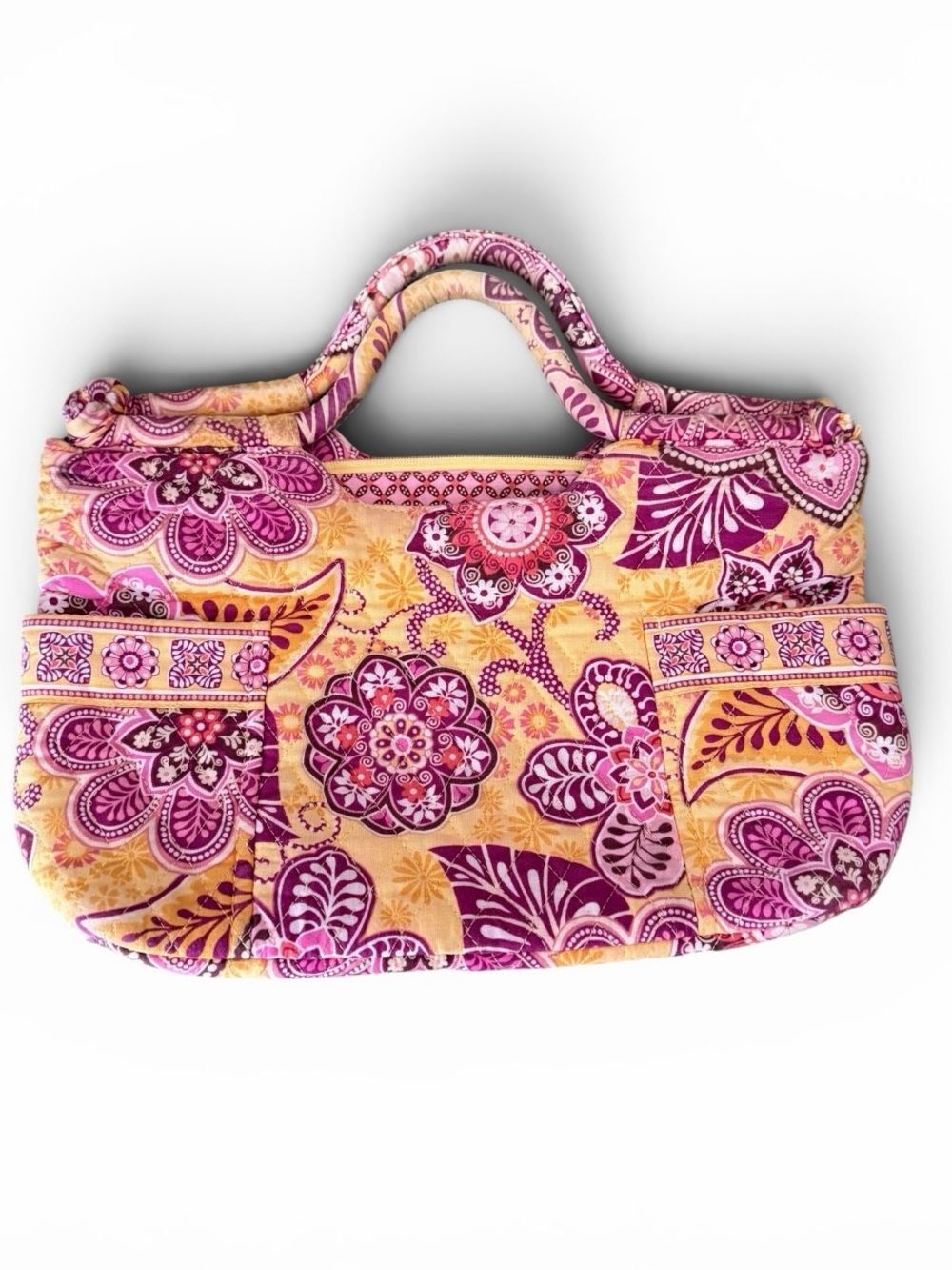 Vera Bradley Bali Gold Hand Bag in Pink and Yellow